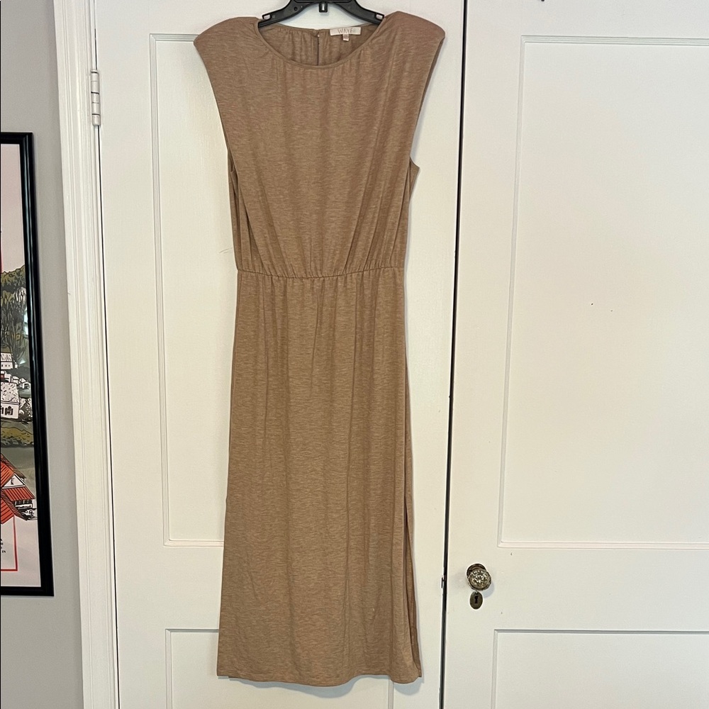 Wayf Padded Shoulder Midi Dress